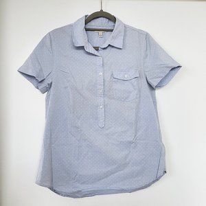 J. Crew | Collared light blue shirt w/ white dots